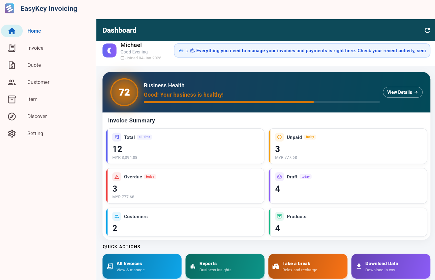 Easykey Dashboard Overview